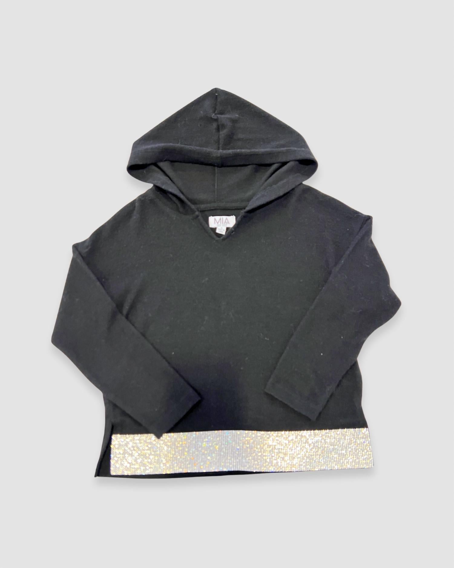 

Толстовка с капюшоном для девочек с отделкой стразами, цвет черный Mia, черный