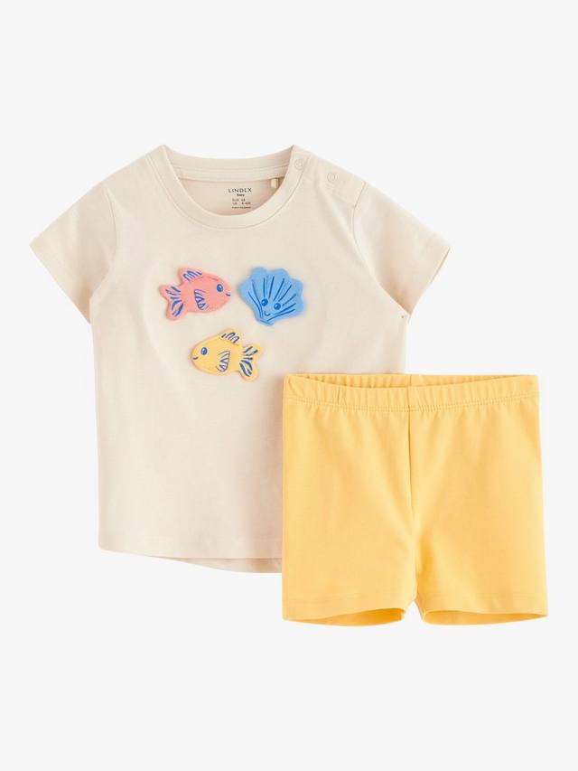 

Комплект из детского топа и шорт Lindex, цвет Light Beige/Yellow