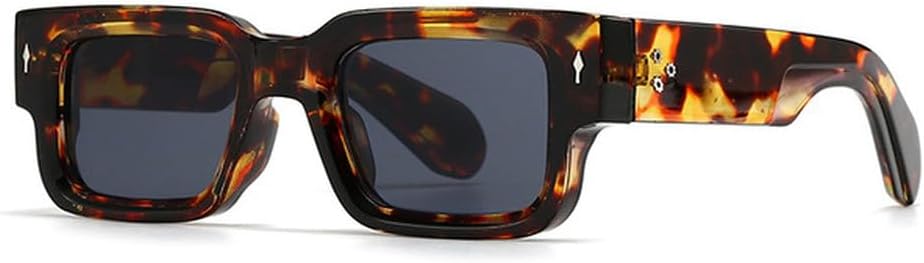 

Винтажные маленькие солнцезащитные очки для женщин и мужчин, модные ретро-очки с толстой оправой, роскошные мужские солнцезащитные очки с защитой от УФ-излучения UV400 TVTBBVV, Leopard Grey