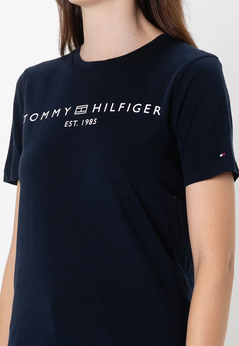 Футболка с логотипом и V-образным вырезом, Tommy Hilfiger, синий — фото 3