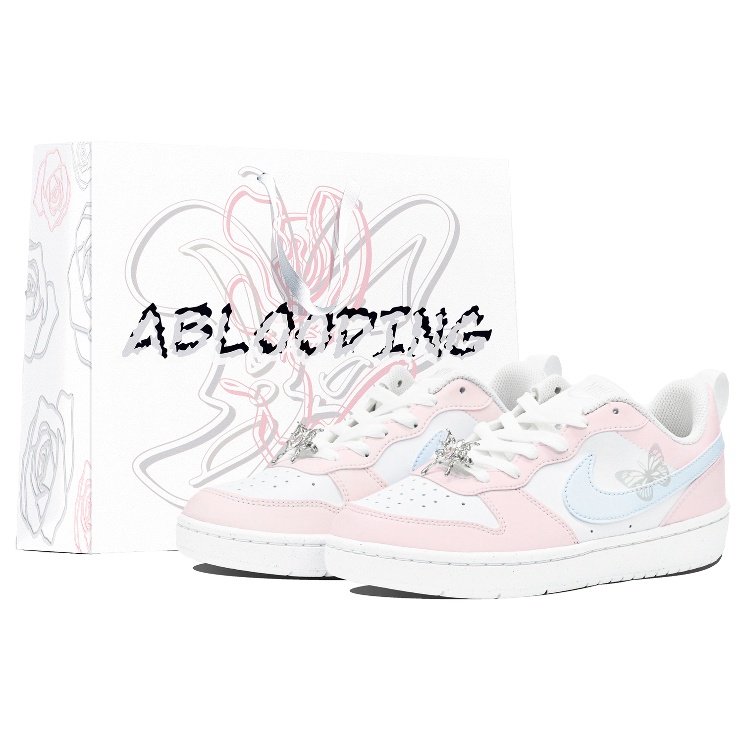 

Nike Court Borough Low top Kids' Skateboarding Shoes Blue Pink Teenagers