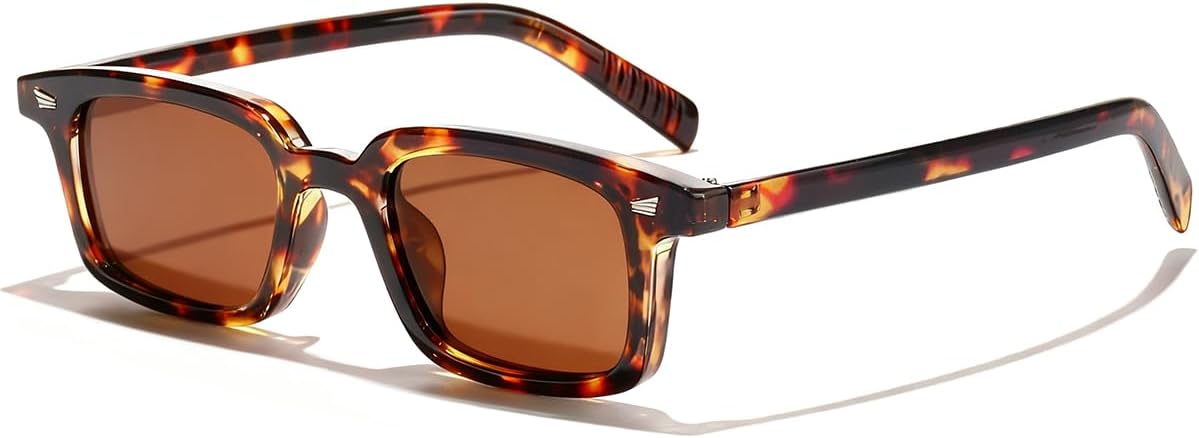 

Солнцезащитные очки в стиле ретро прямоугольной формы для женщин и мужчин, маленькая узкая оправа, винтажный стиль 90-х, защита от ультрафиолета UV400 GFUIARA, Leopard-brown