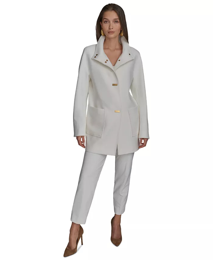 

Женское пальто с воротником-стойкой из крепа Donna Karan New York, слоновая кость/кремовый