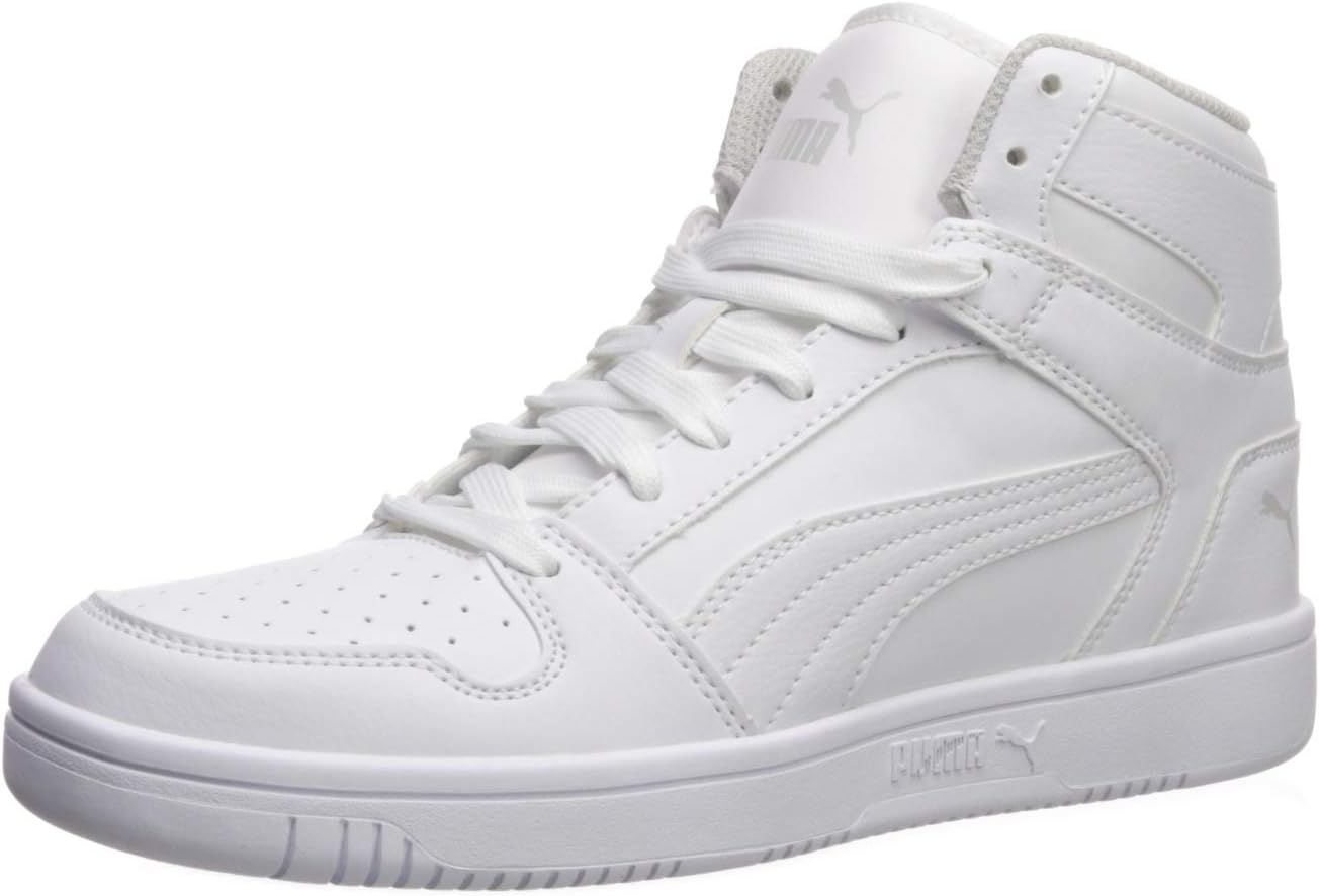 

Кроссовки Puma Unisex-Child Rebound Layup Mid, белый/черный/серый фиолетовый