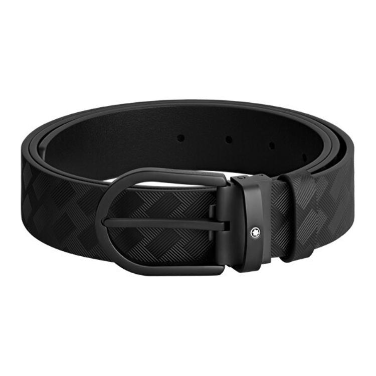 

Кожаный ремень с пряжкой-подковой MONTBLANC, черный