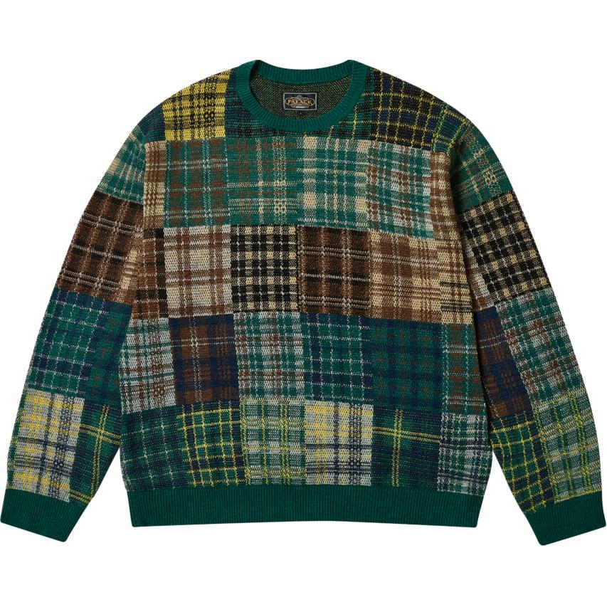 

Свитер X Beams Plus Patchwork Crew Knit PALACE, зеленый