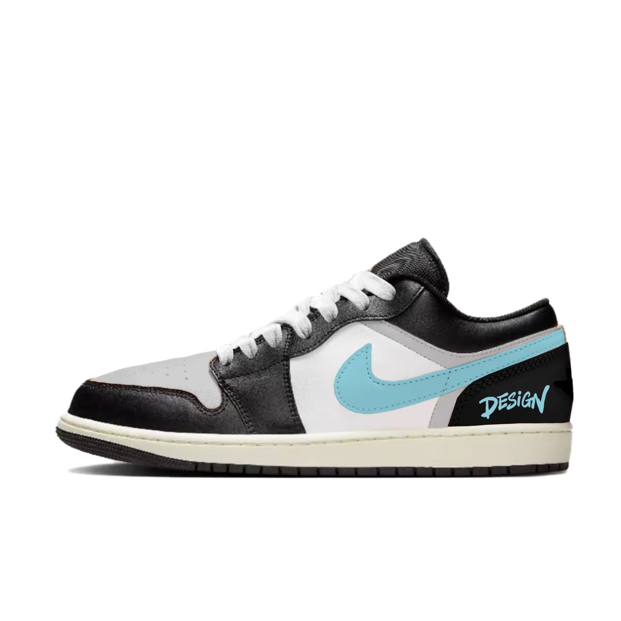 

Jordan Air 1 Black Forest Cyan Moon Abrasion Resistant Low top Vintage Basketball Shoes Unisex черный синий