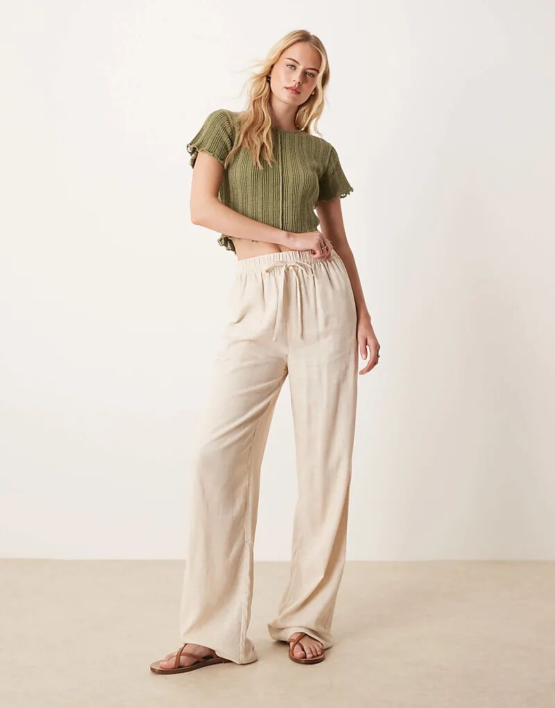 

Брюки ASOS DESIGN Tall из льняной смеси в цвете «песок»