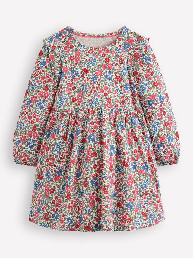 

Детское платье с длинными рукавами из хлопка Mini Boden, Rose Pink Flowerbed