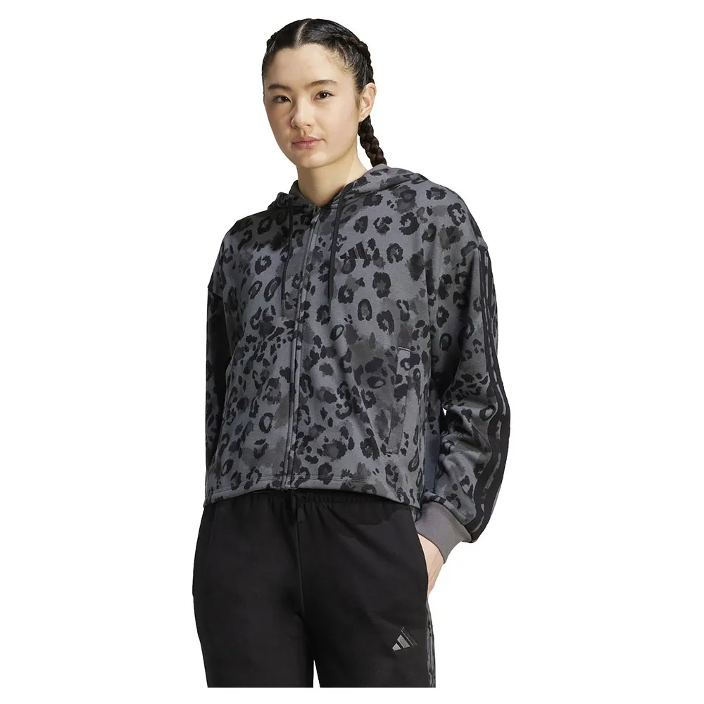 

Толстовка adidas Animal Print 3 Stripes French Terry full zip, серый