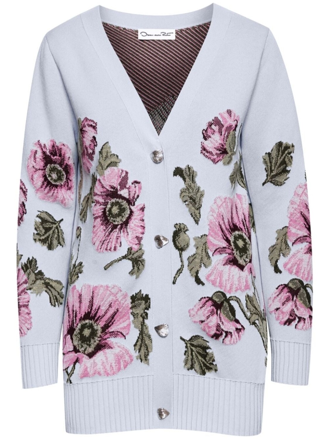 

Oscar de la Renta жаккардовый кардиган с цветочным узором, синий