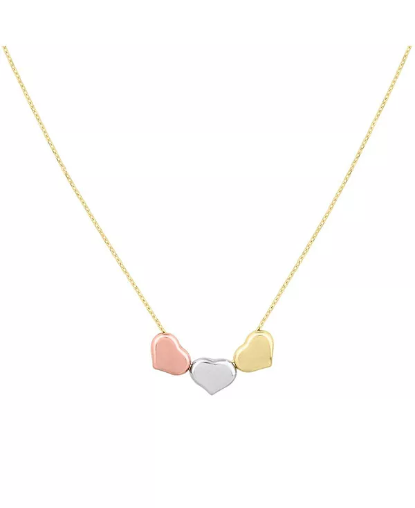 

Трехцветное ожерелье с тремя сердцами, 14-каратное золото The Lovery, gold