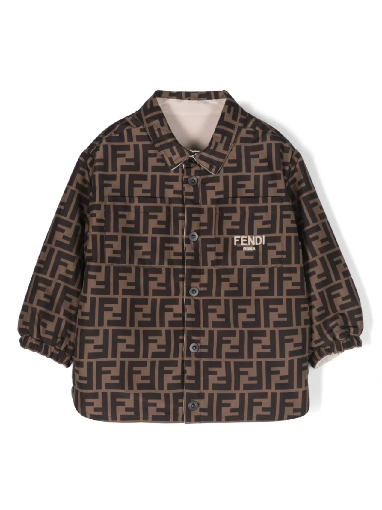 

Пуховик с логотипом Fendi Kids, коричневый