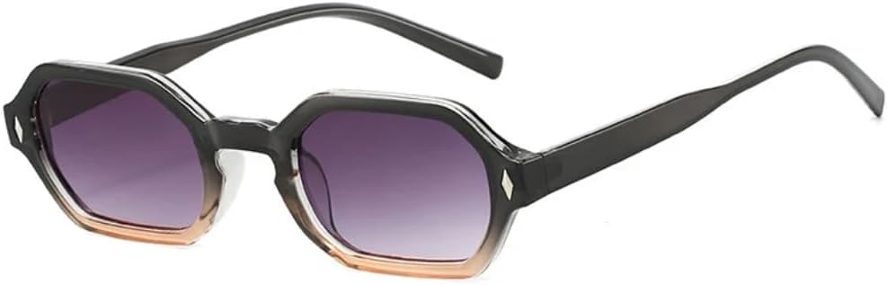 

Ретро солнцезащитные очки в форме многоугольного прямоугольника для женщин, защита от УФ-излучения UV400, модные линзы с прозрачным градиентом, для мужчин, ретро оправа с заклепками VRTRFFTR, Grey Orange Grey