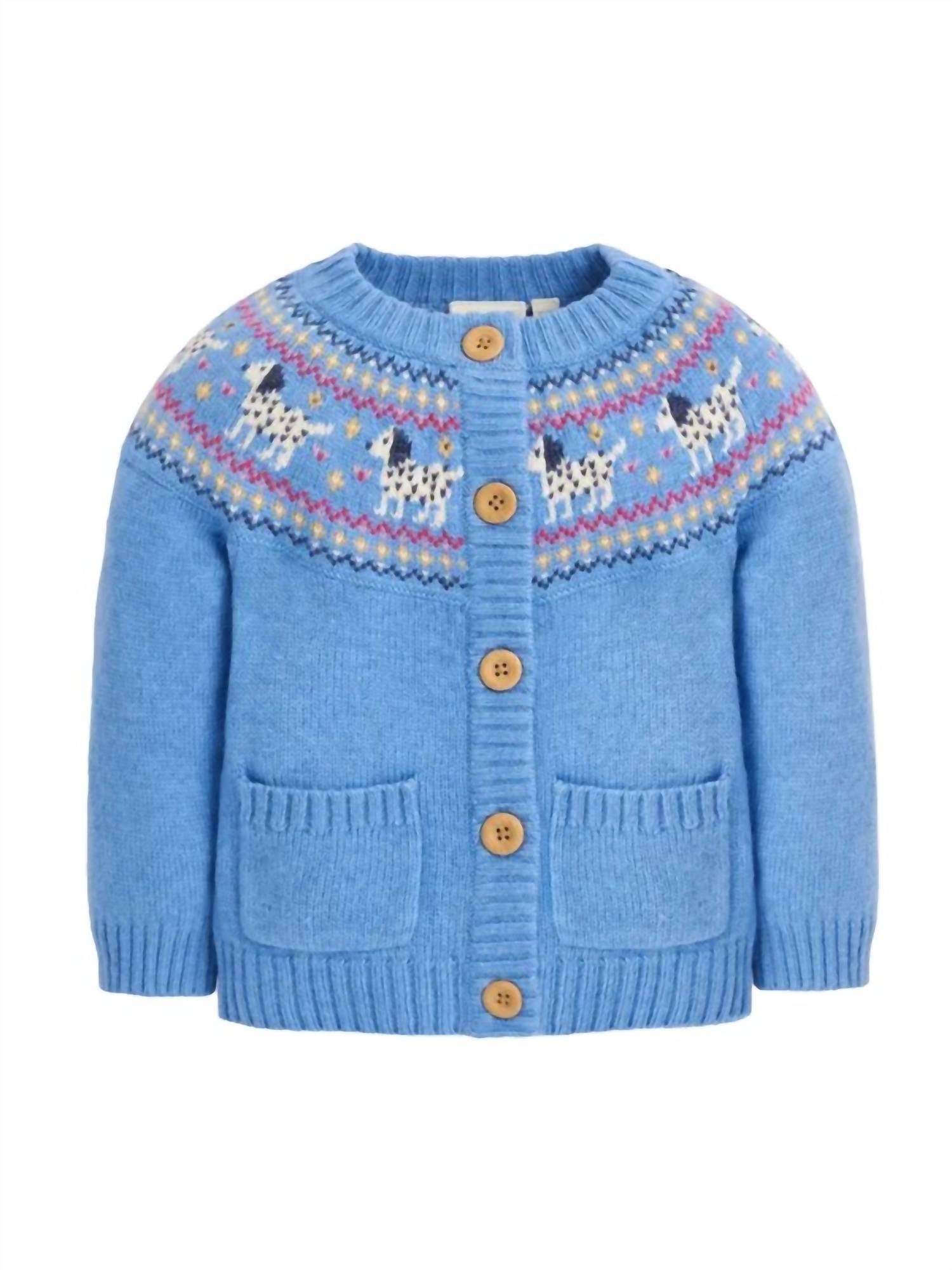 

Кардиган для девочки с далматинской фактурой в цвете Isle Blue JoJo Maman Bebe