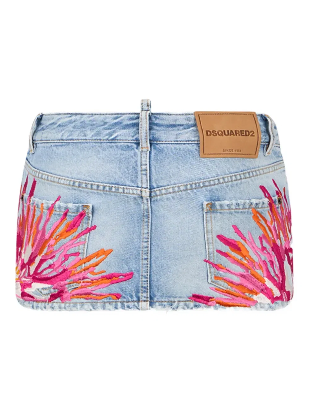Мини-юбка с вышивкой из джинсовой ткани Dsquared2, синий — фото 2