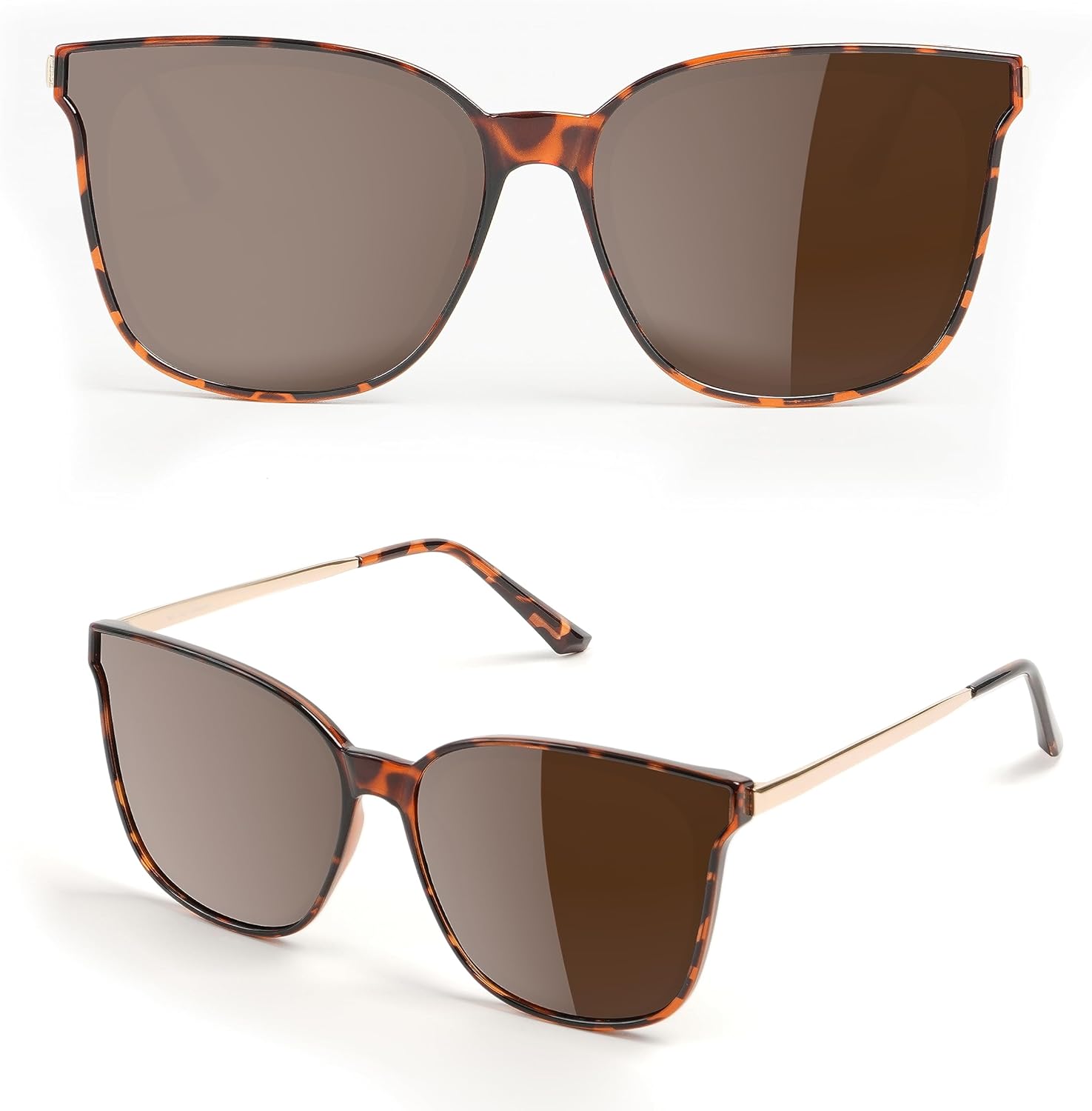 

Модные поляризованные квадратные солнцезащитные очки TAC для женщин и мужчин, увеличенная легкая оправа из материала TR90 с защитой от УФ-излучения UV400 Yaserra, Tortoise Brown