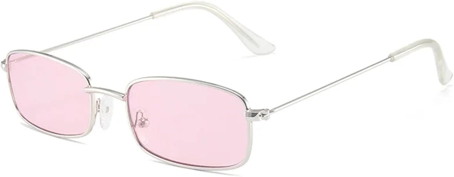 

Классические мужские винтажные солнцезащитные очки в стиле ретро, ​​прямоугольные панк-очки, женские солнцезащитные очки с защитой от УФ-излучения UV400 TKKTLLT, Silver-pink