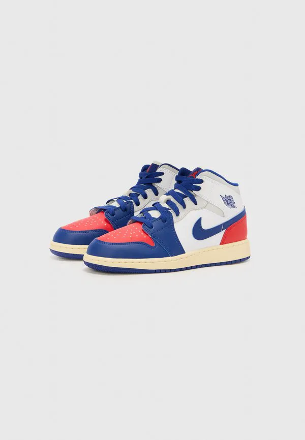 Кроссовки air jordan 1 mid унисекс Jordan, White/Deep Royal Blue/Univ Red/Neutral Grey/Sail — фото 2
