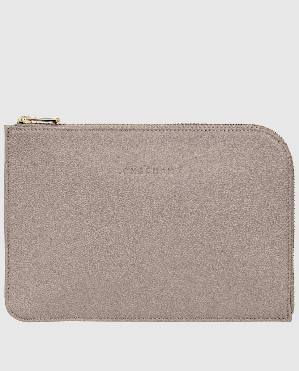 

Кожаный клатч Le Foulonné на молнии Longchamp, серый