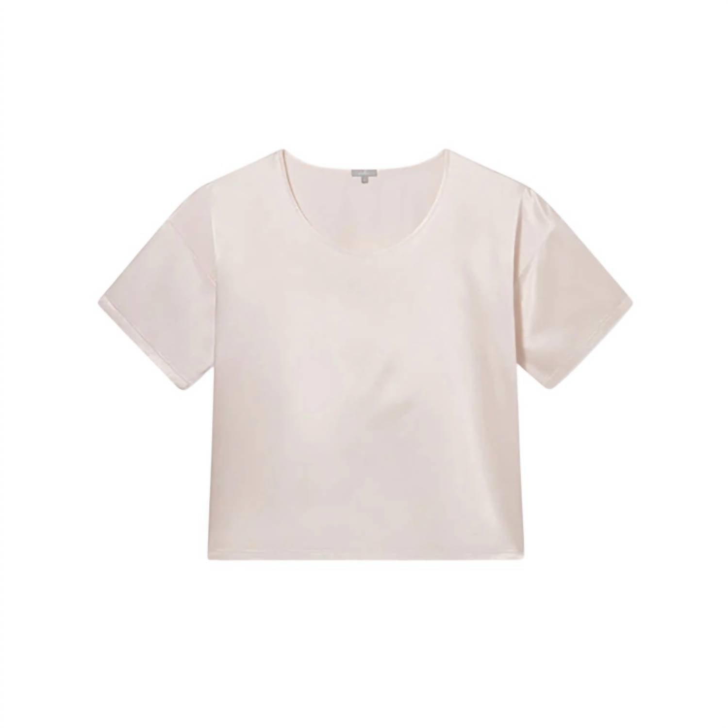 

Женская атласная футболка Brie с коротким рукавом в цвете Icy Pink PJ Harlow