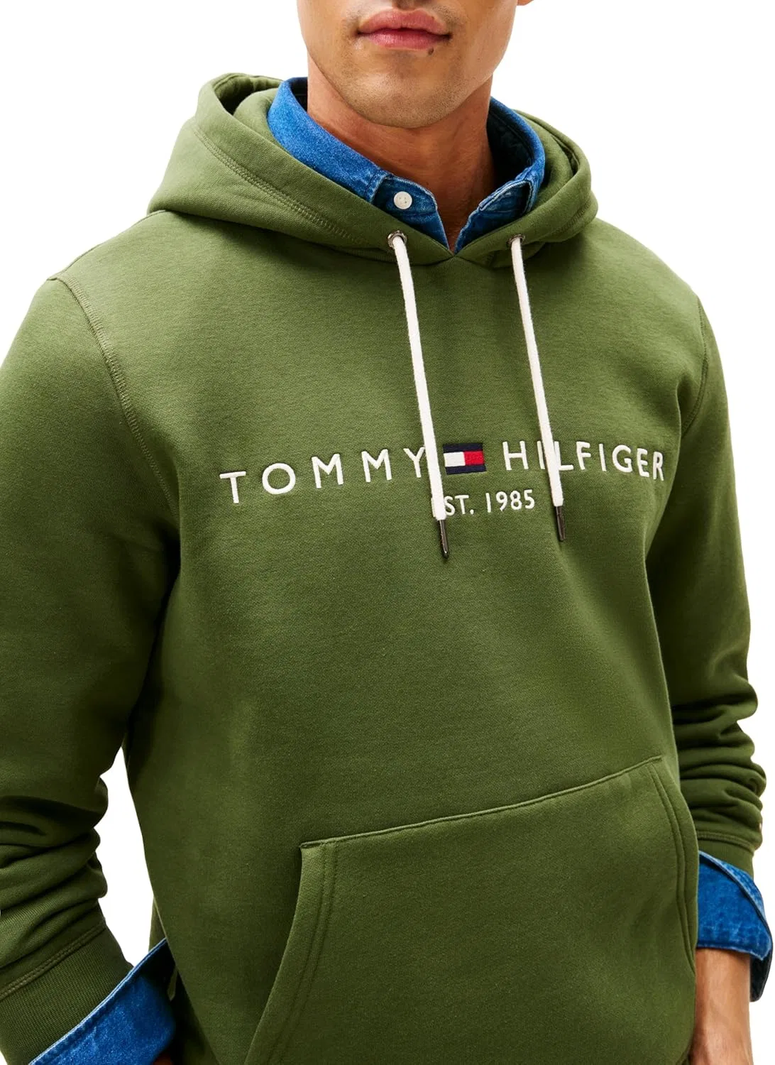 Худи мужское с вышитым логотипом Tommy Hilfiger, Mountain Pine — фото 2