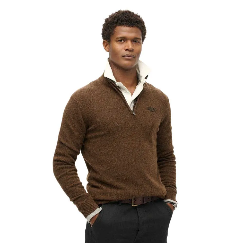 

Свитер Superdry Essential Embroidered half zip, коричневый