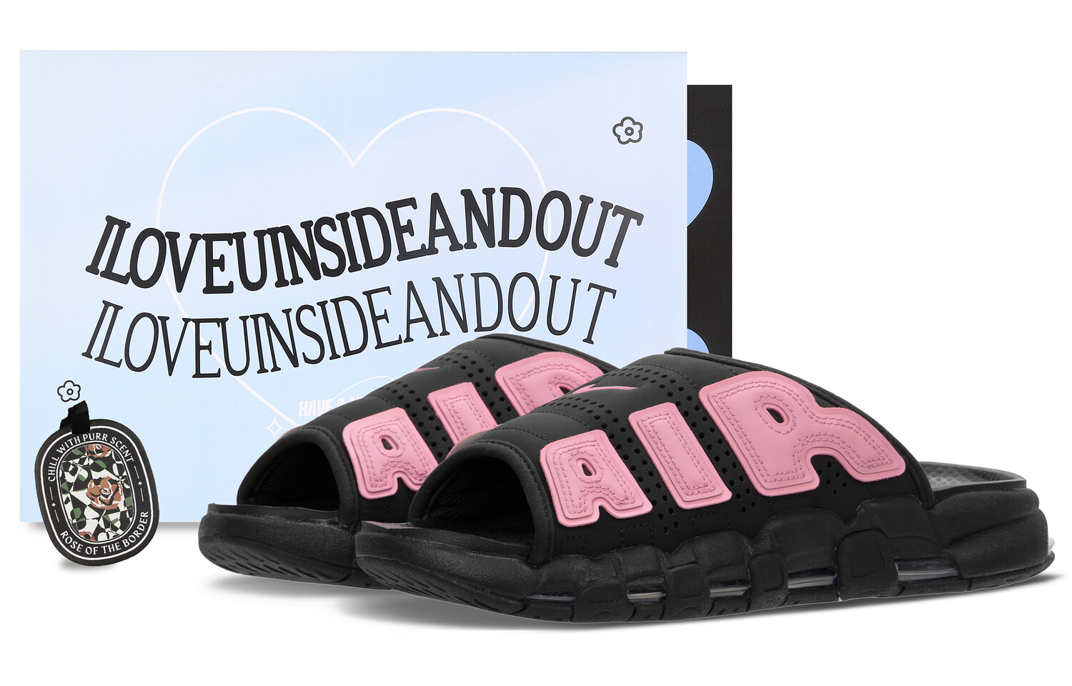 

Шлепанцы Air More Uptempo женские черные/розовые Nike