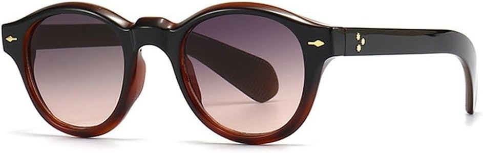 

Винтажные круглые солнцезащитные очки для женщин, модные панк-очки, очки с защитой от УФ-излучения UV400 для мужчин, трендовые солнцезащитные очки с заклепками SKFGNX, Black Tea Gray Pink