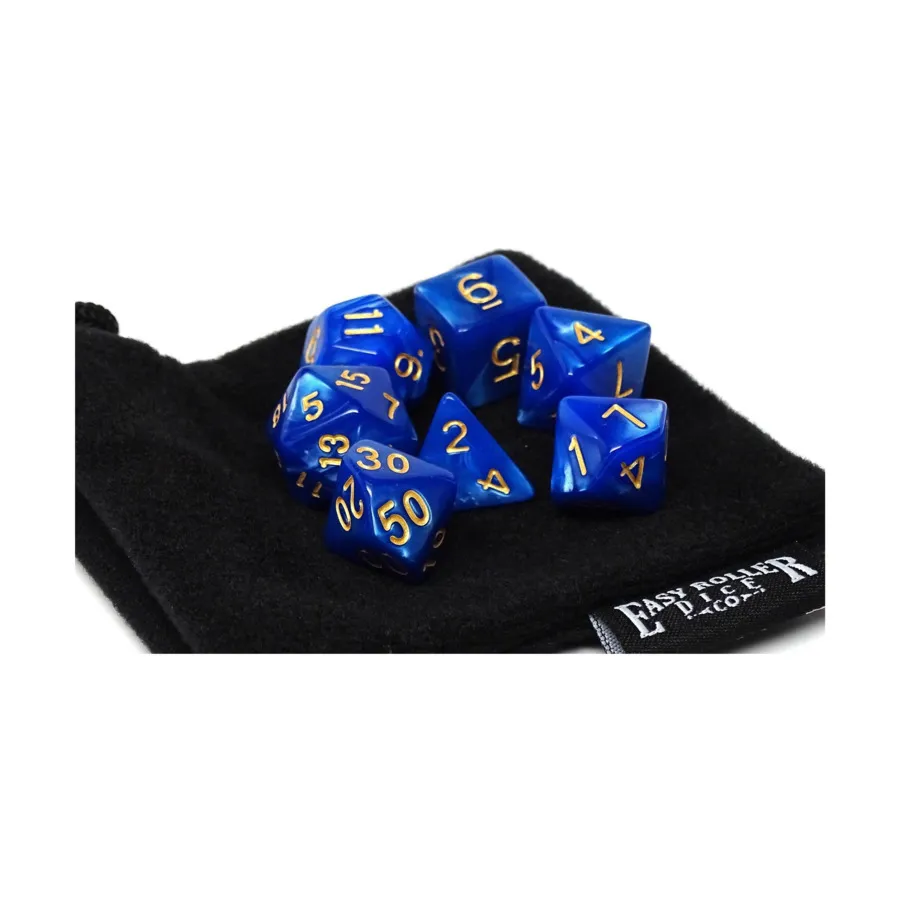 

Королевский синий мрамор с золотом (7), Dice - 7 Piece Poly Sets - Marble/Swirl (Easy Roller Dice)