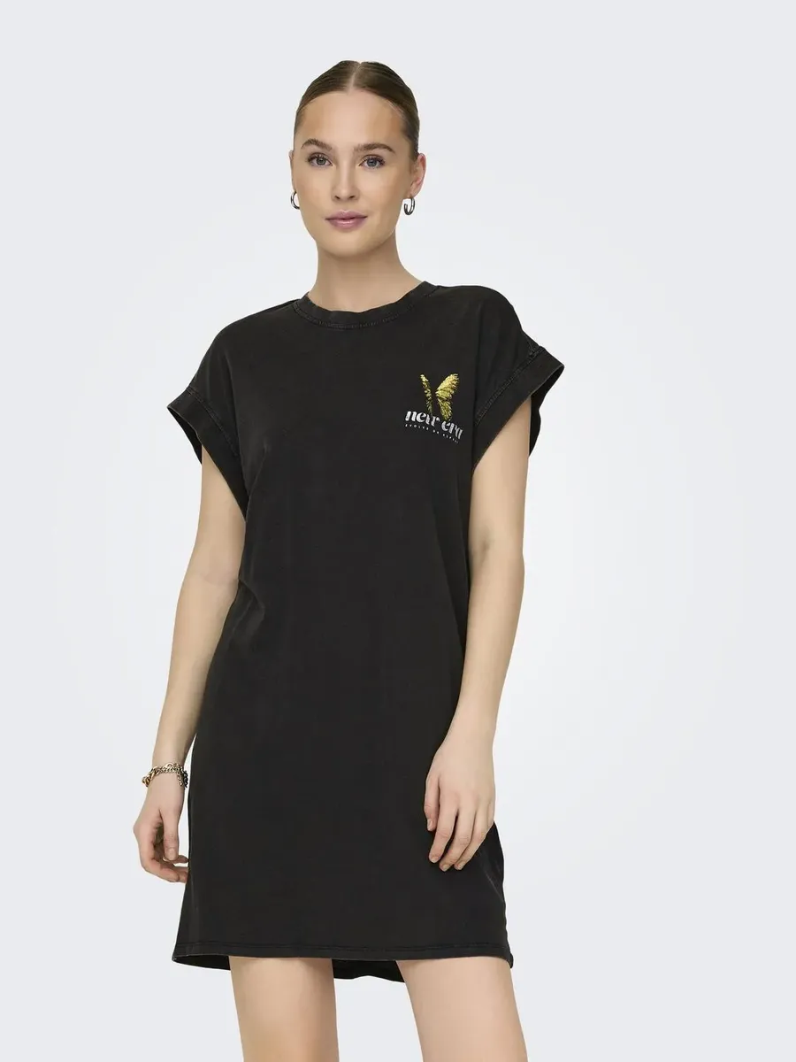 

Платье-рубашка ONLY "ONLLUCY LIFE S/L BUTTERFLY DRESS BOX JRS", черный