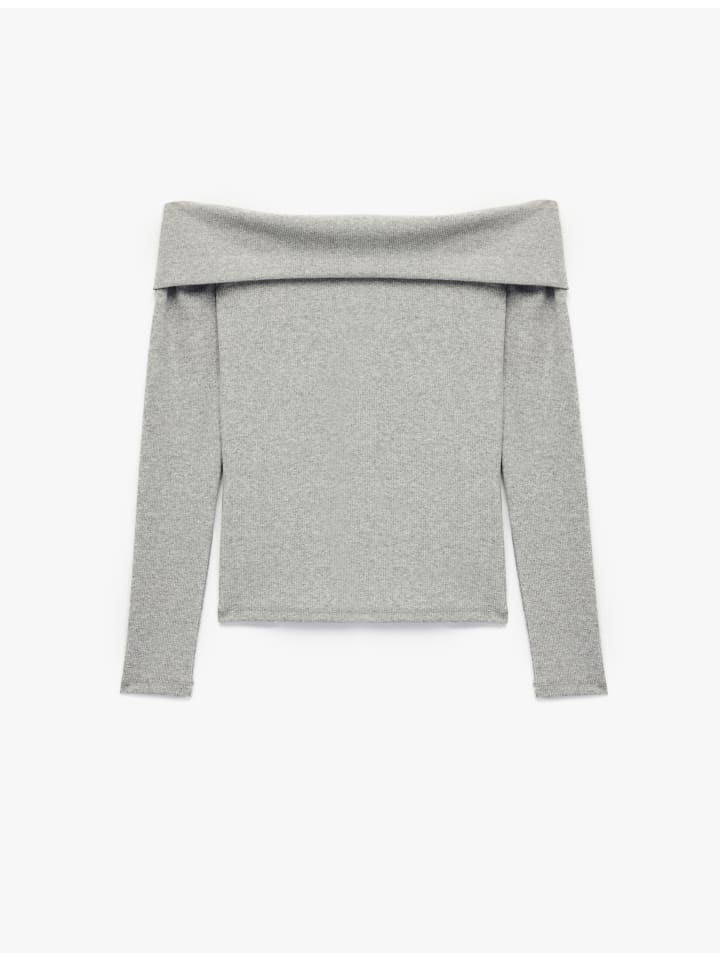 

KOTON Лонгслив с длинными рукавами серого цвета