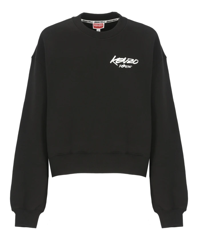 

Черная хлопковая толстовка с круглым вырезом и логотипом. Kenzo, черный
