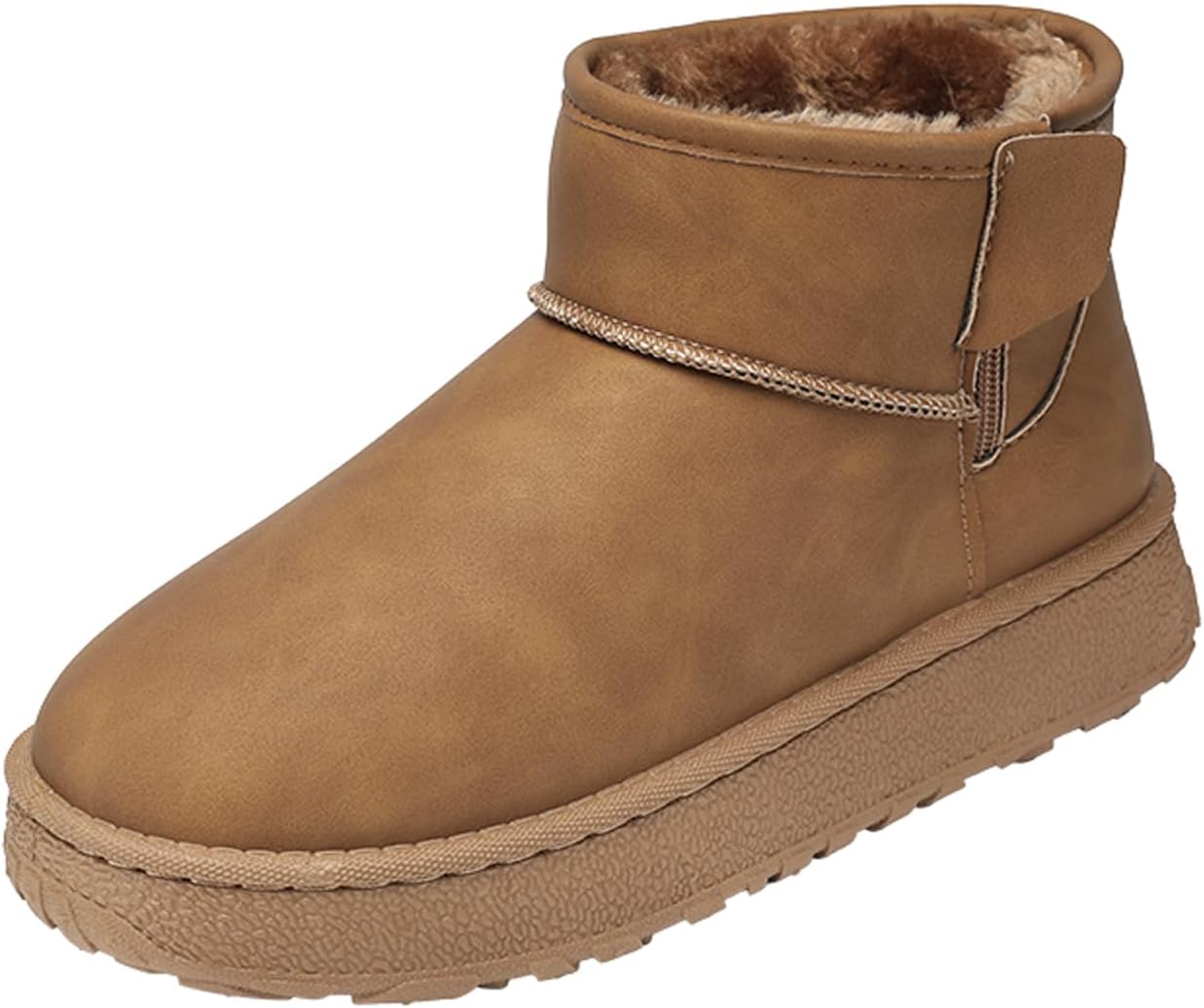 

Женские мини-сапоги FLIOZY из замши: классические зимние ботинки на платформе, унисекс, с комфортной утепленной пушистой меховой подкладкой для улицы, Camel