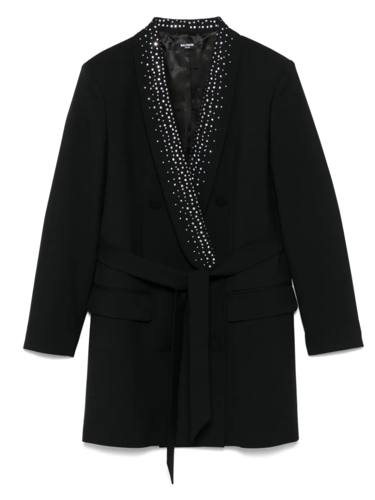 

Платье, украшенное стразами Balmain Kids, черный