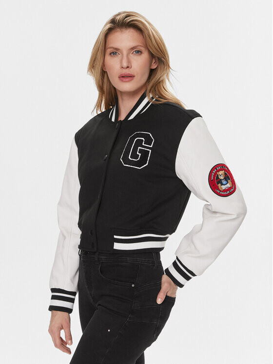 

Бомбер свободного кроя Guess, черный