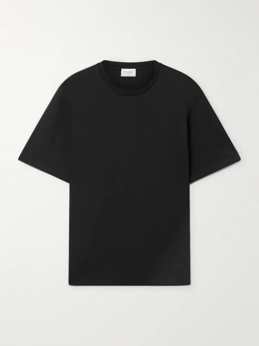 Футболка из хлопкового джерси SAINT LAURENT, черный