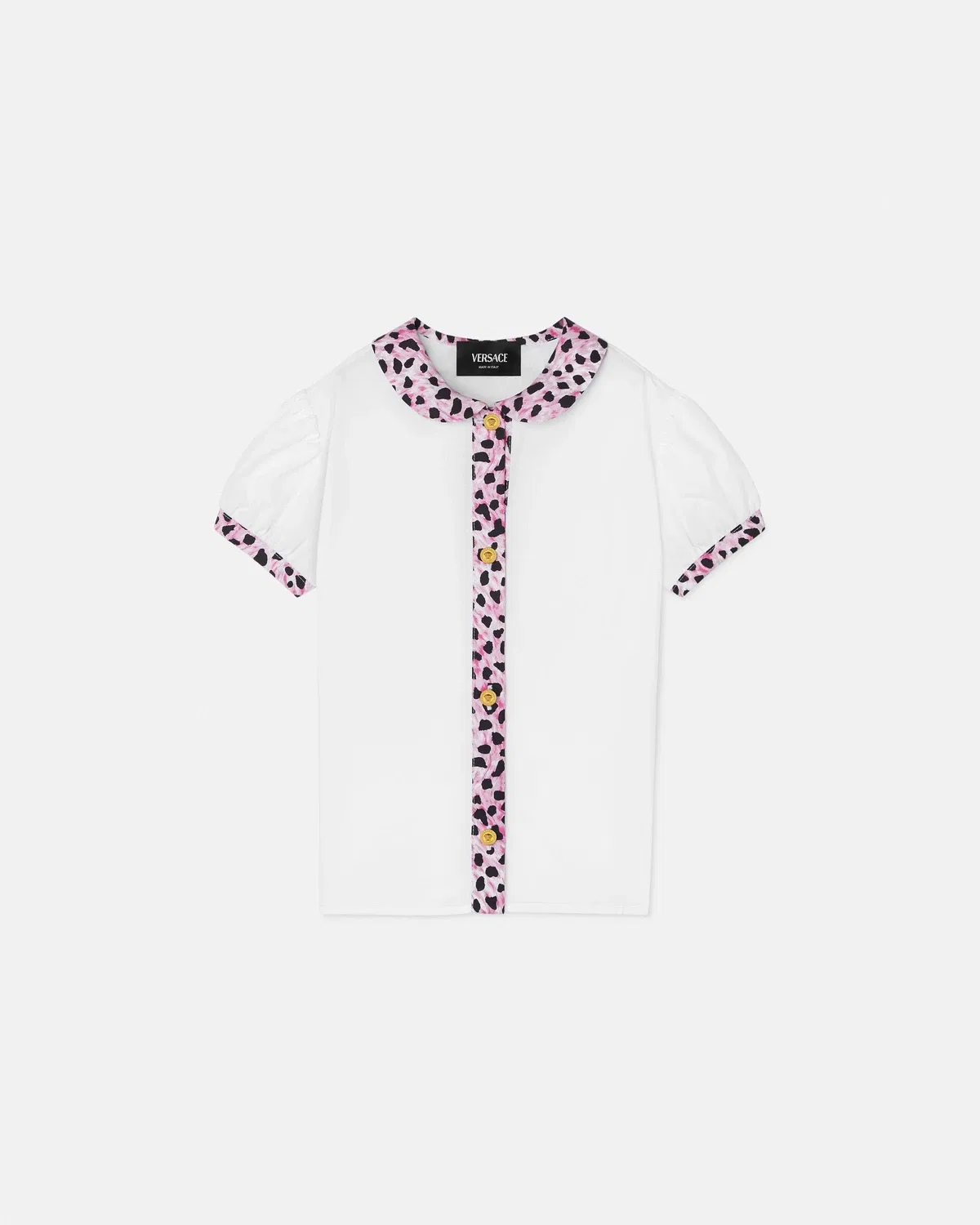 Детская рубашка из хлопкового джерси с принтом VERSACE, розовый