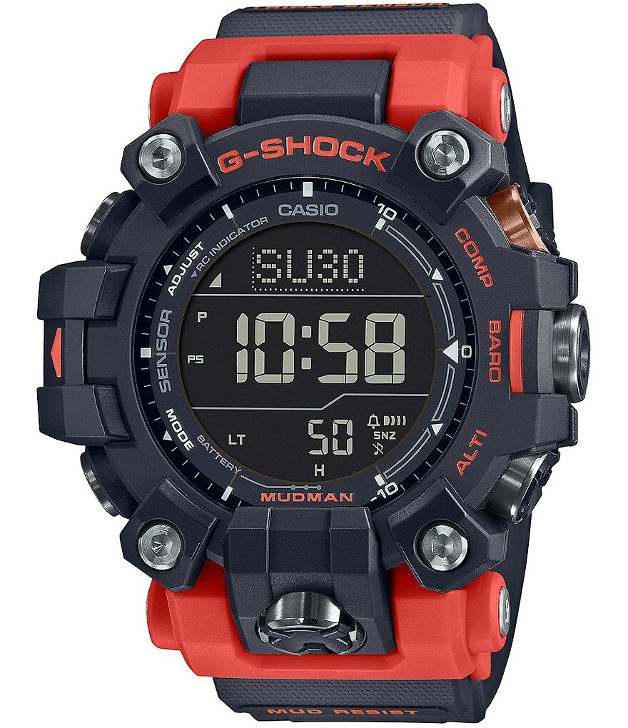 

Мужские цифровые часы G-Shock с черным и оранжевым полимерным ремешком, черный