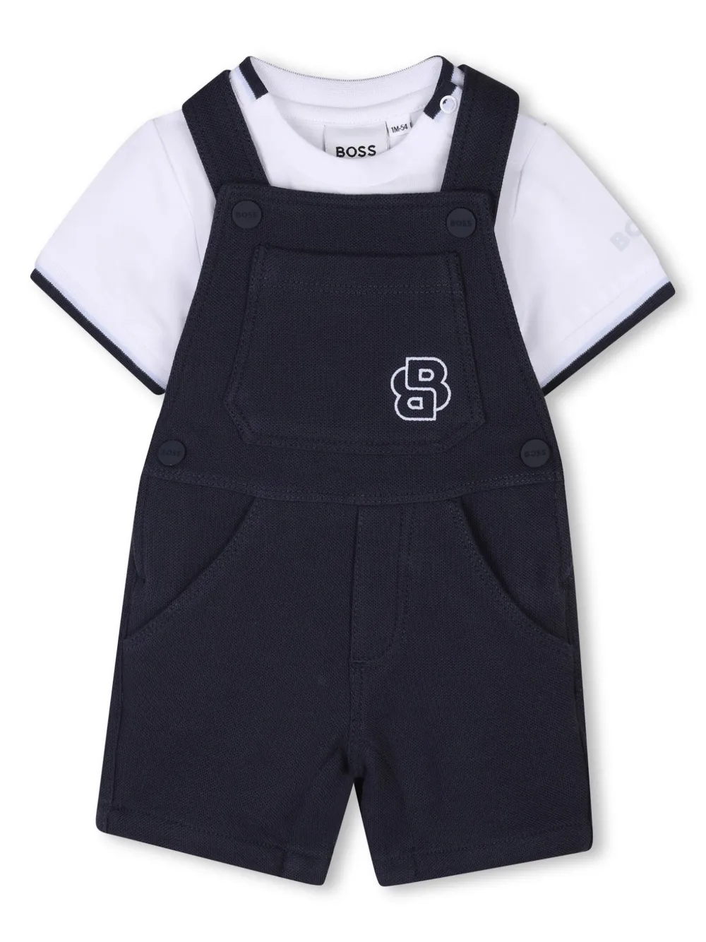 

Комплект из комбинезона и топа с вышитым логотипом BOSS Kidswear, синий