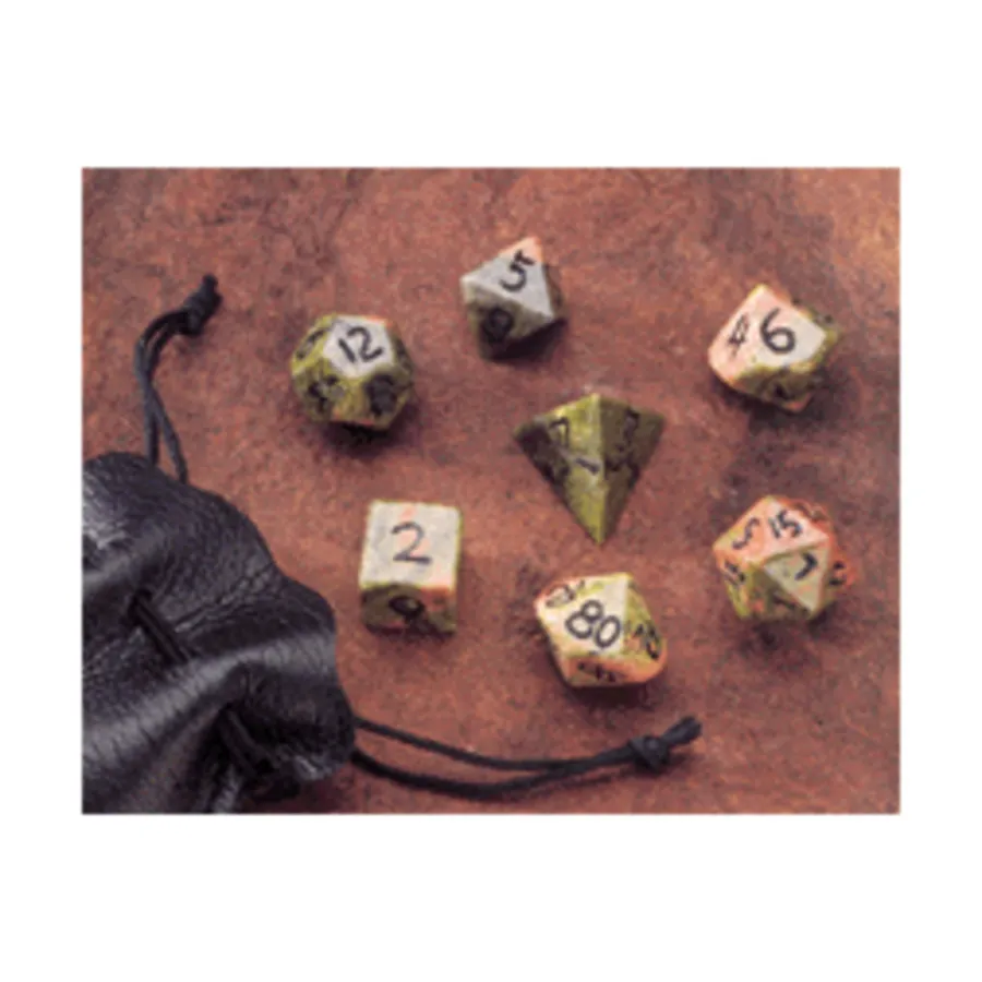 

Unikite (7) с чехлом, Dwarven Stones - Dice Carved From Real Stone - 12mm