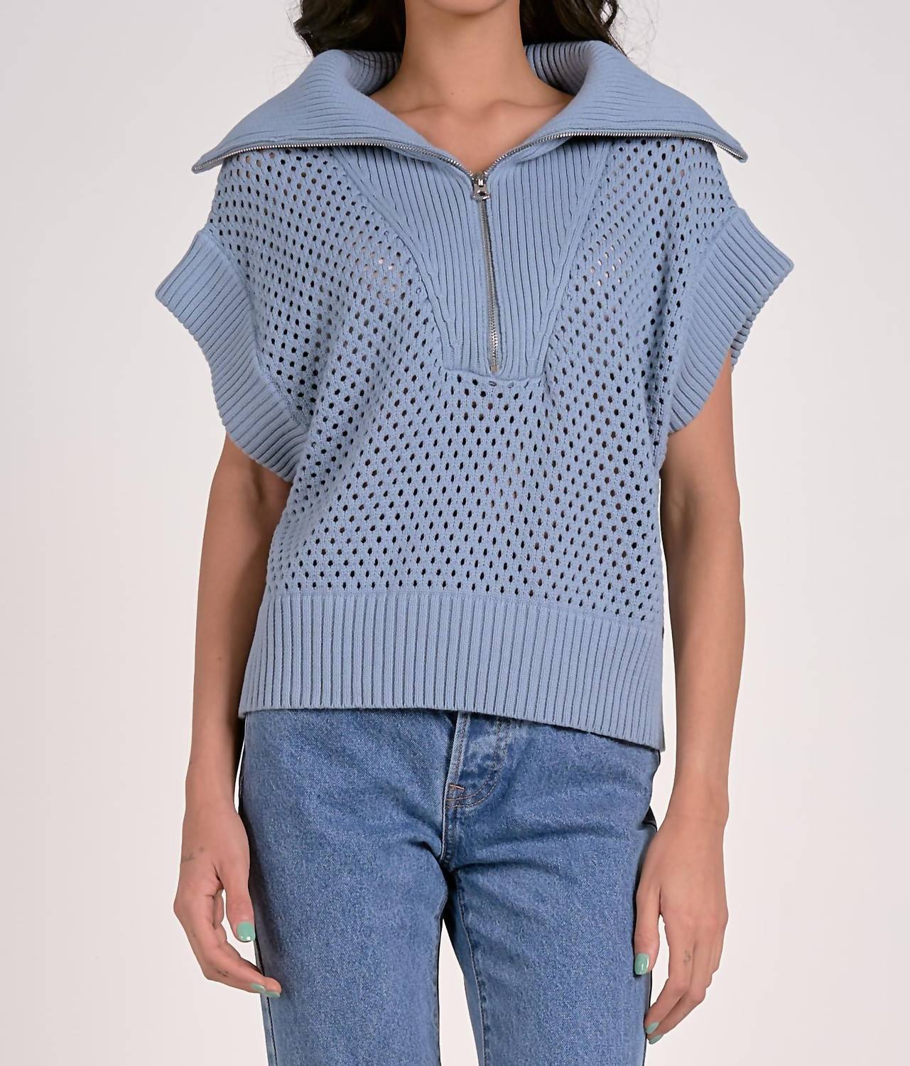 

Элла Свитер с молнией в синем цвете ELAN