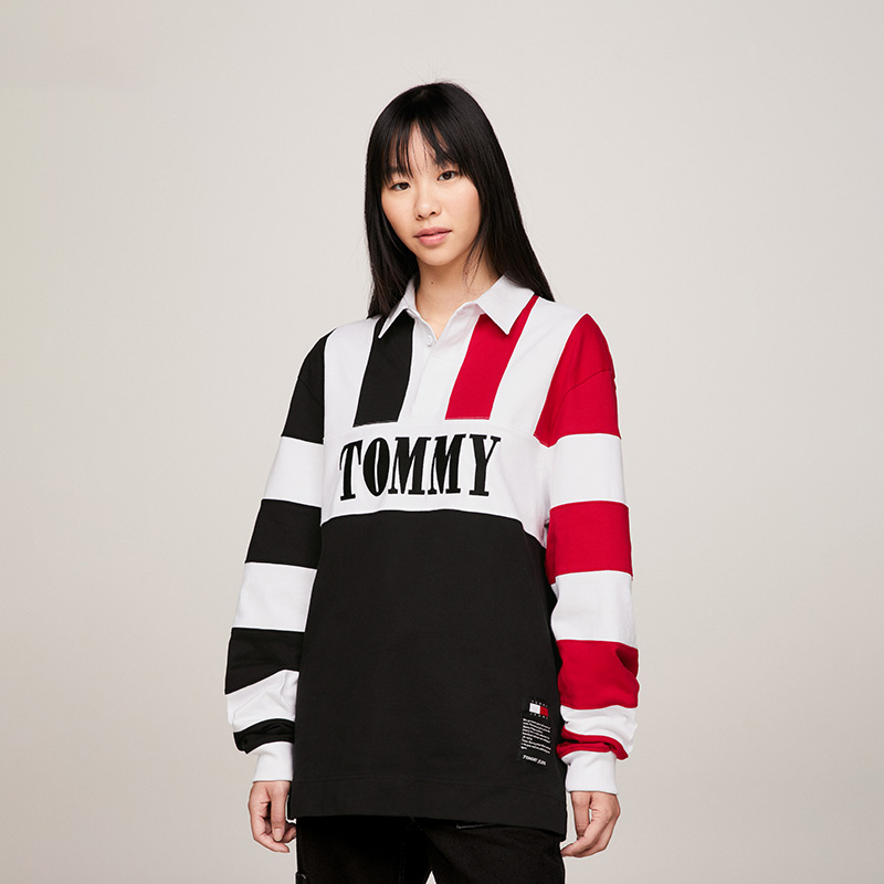 Футболка поло унисекс черная белая красная разноцветная BDS Tommy Hilfiger — фото 4