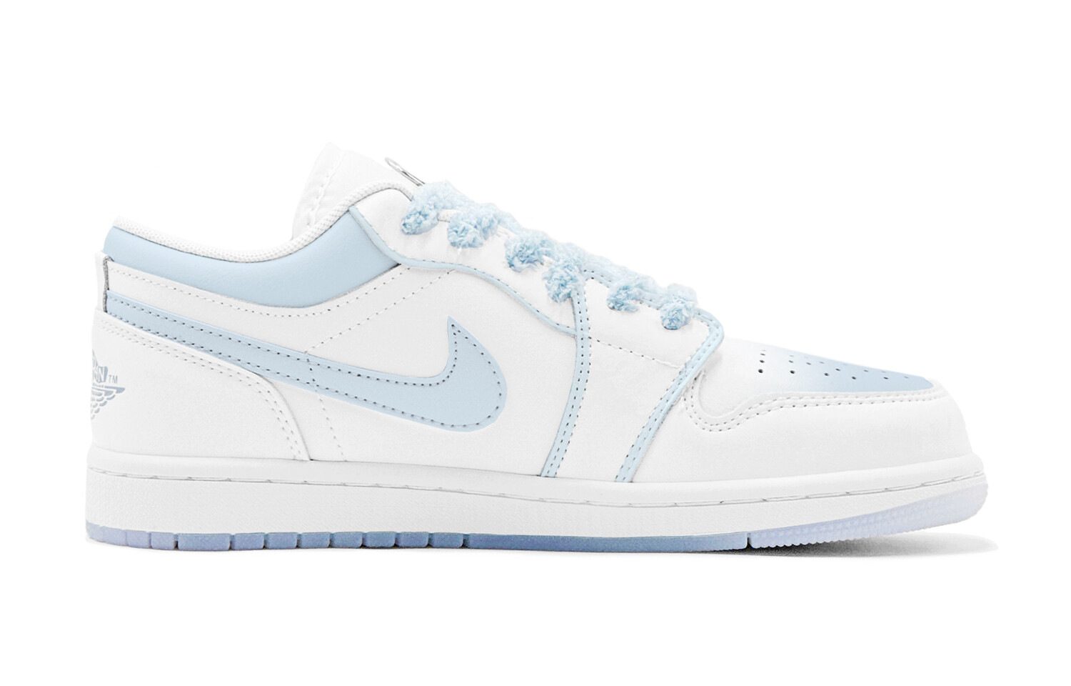 Кроссовки Air Jordan 1 Vintage Basketball Shoes Women's Low-Top White, голубой — фото 3