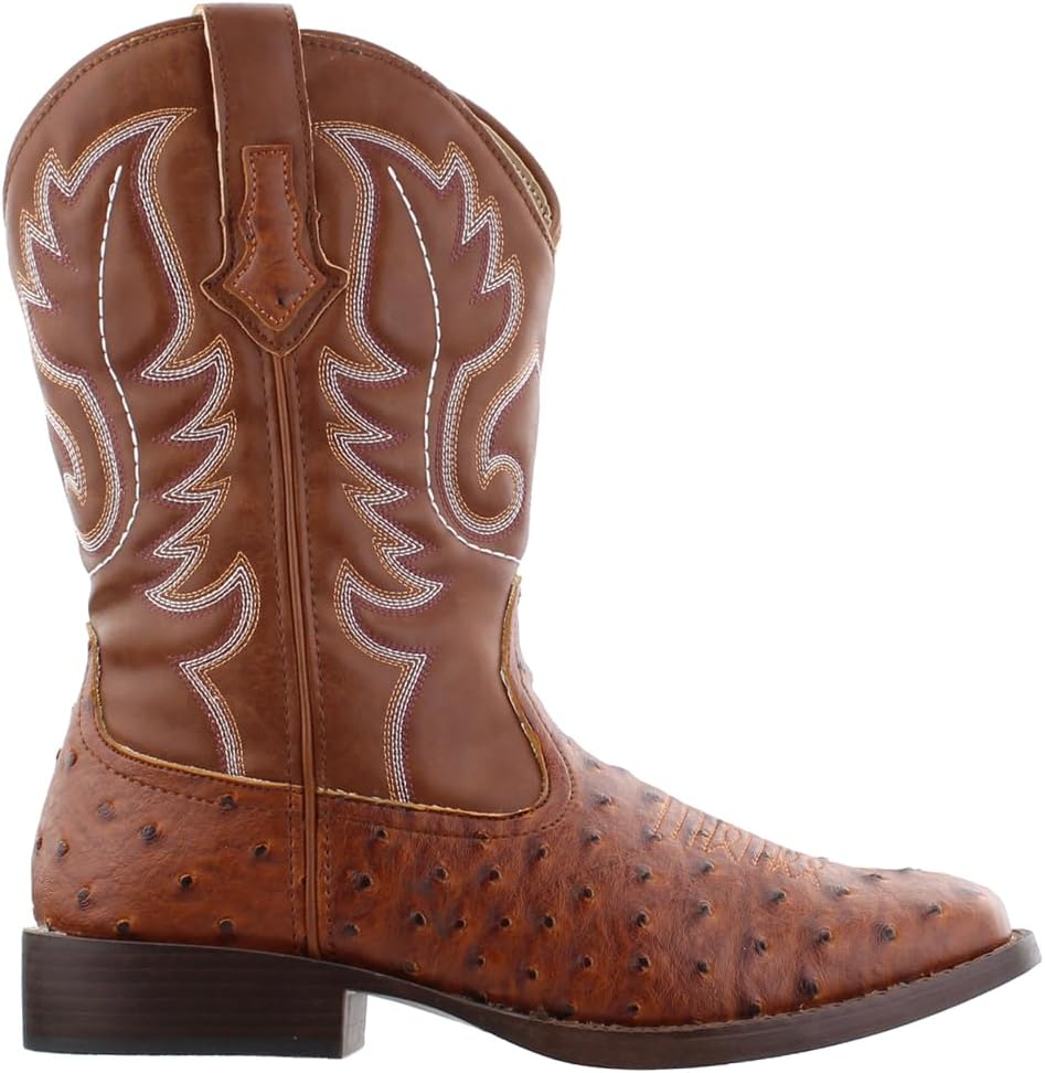 

Мужские повседневные ботинки Roper Bumps из страусиной кожи с квадратным носком, средний голенище - коричневые, белые