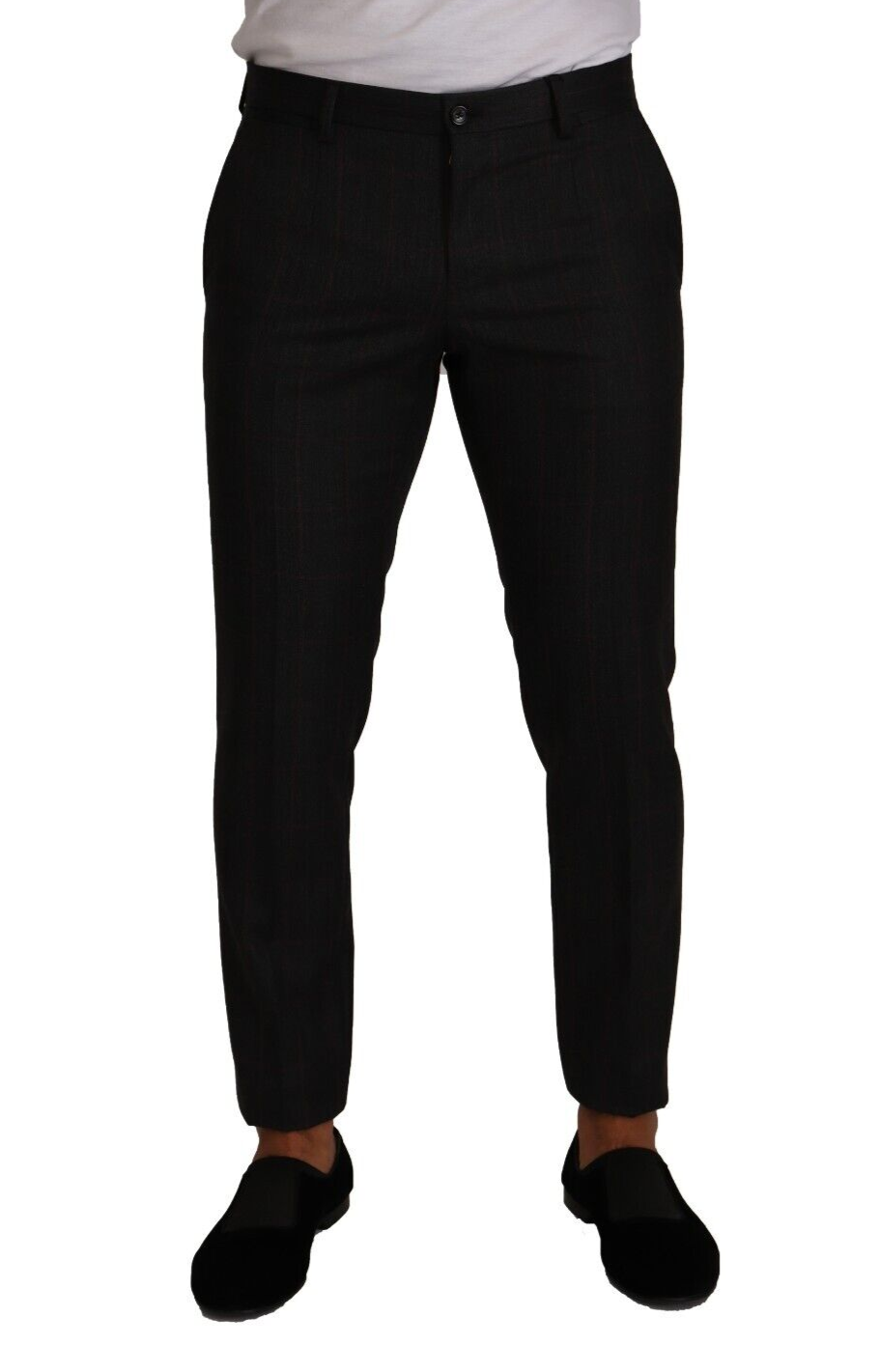 

Элегантные серые клетчатые брюки Slim Fit Dolce & Gabbana