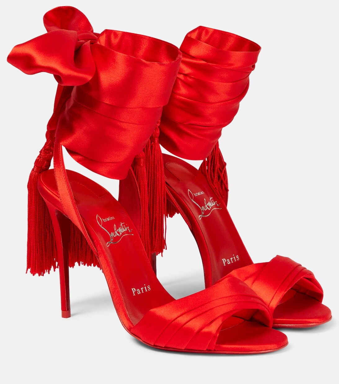 Босоножки Sevillana 100 из креп-сатина Christian Louboutin, красный