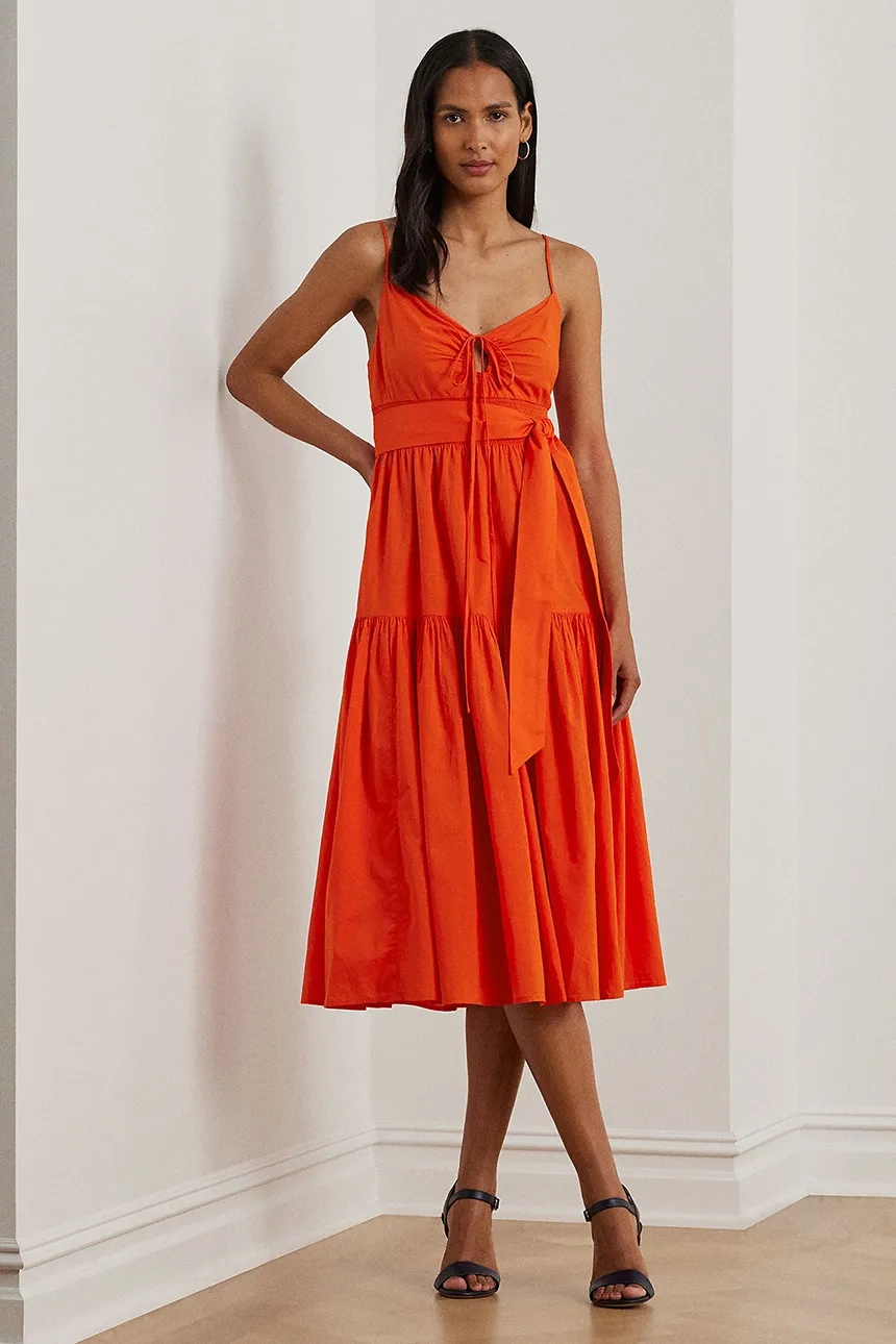

Хлопковое платье Lauren Ralph Lauren, оранжевый