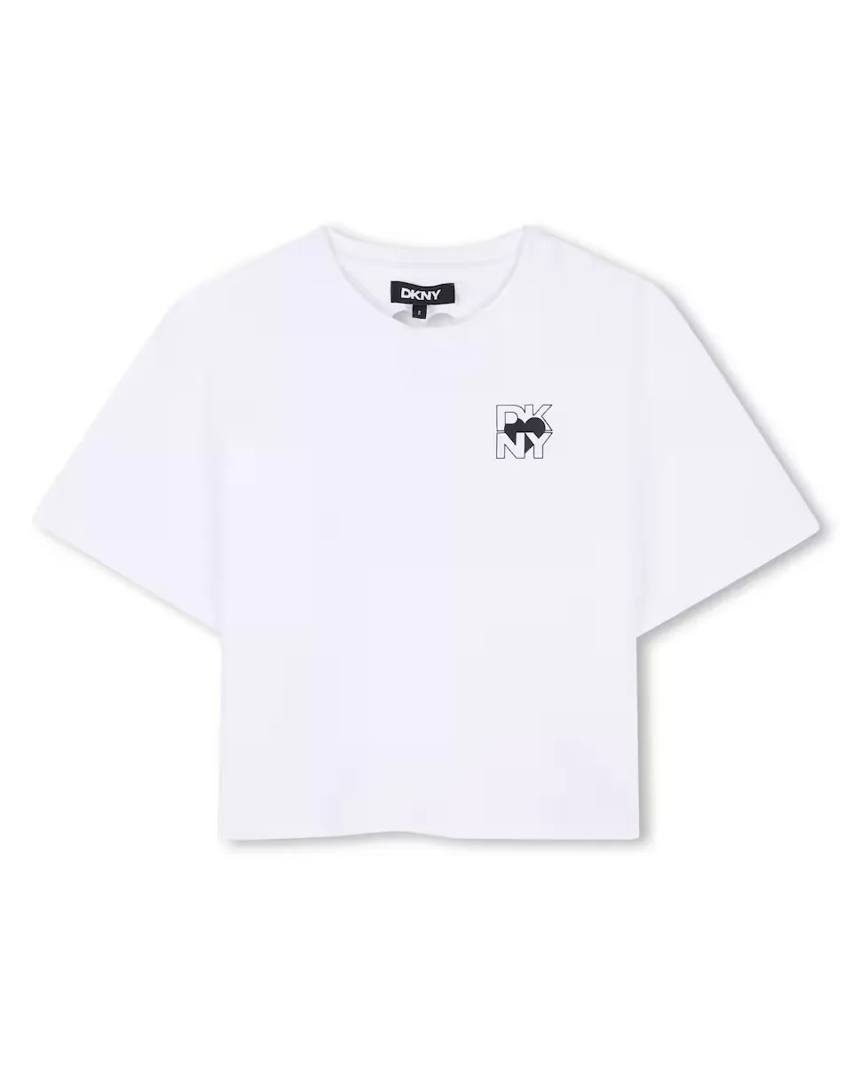 

Футболка из хлопка для девочек с коротким рукавом DKNY, белый