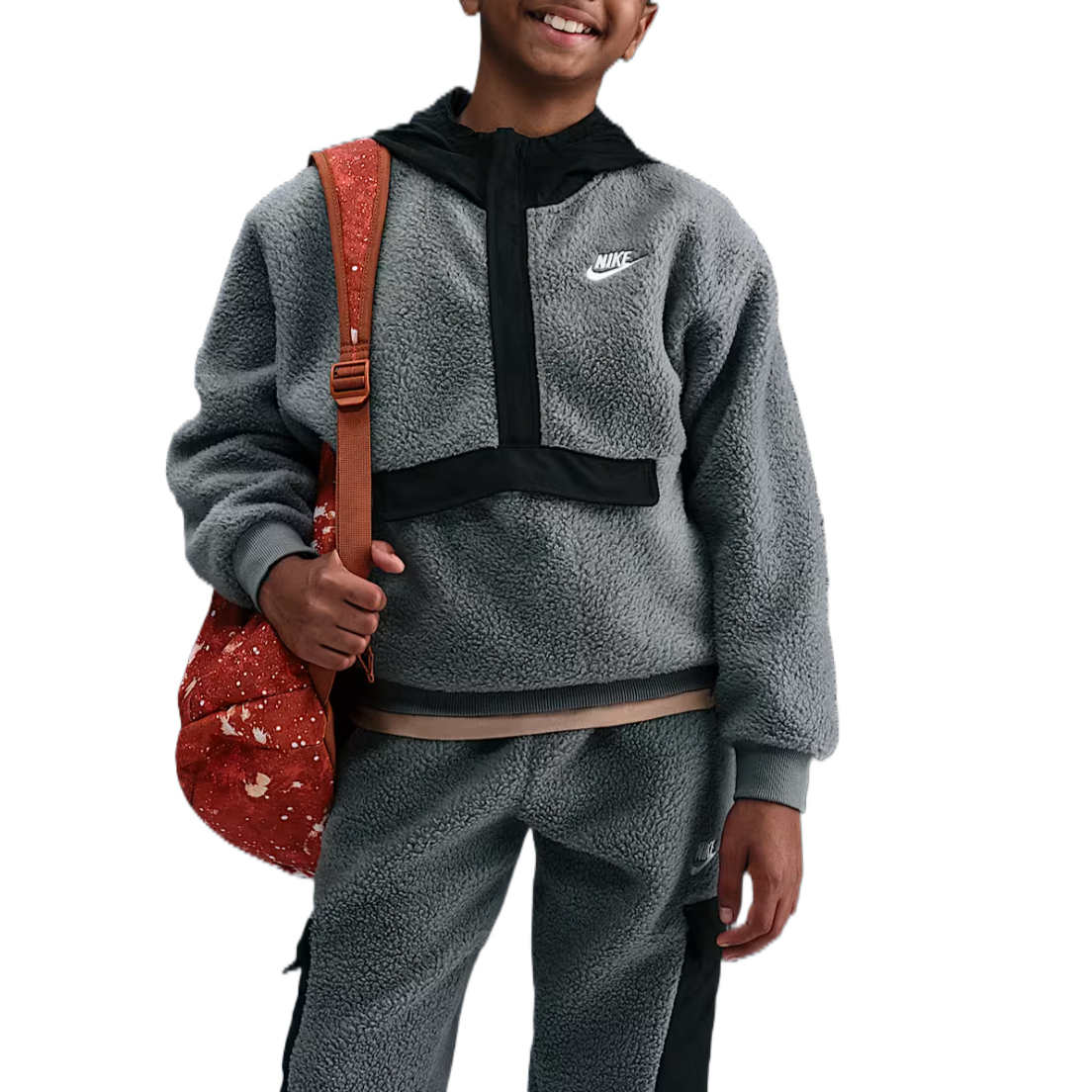 Детские флисовые куртки Kids' Nike, серый/черный/белый — фото 3